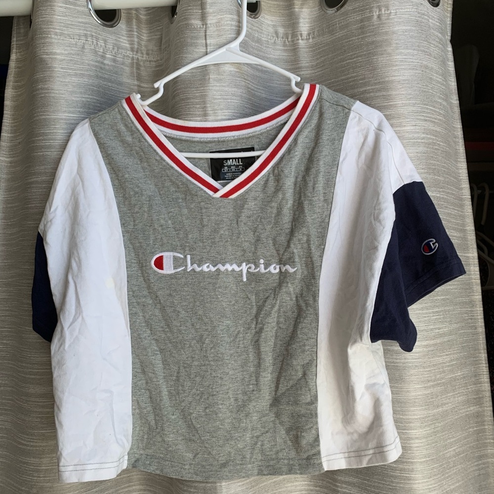 champion t shirt v neck short sleeve top